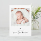 Faire-part Photo et coeur doux et simple | Naissance (Debout devant)