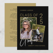 Faire-part Photo Et Souvenirs Fond Classe De 25 Graduation (Devant / Derrière)