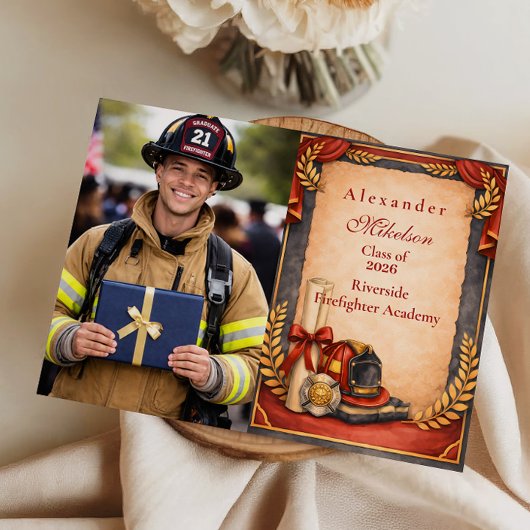 Faire-part Photo Firefighter Graduation Party