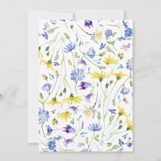 Faire-part Photo Fleur sauvage d'aquarelle Enregistrer la dat (Dos)