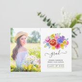 Faire-part Photo Floral Fiesta Graduation (Debout devant)