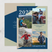 Faire-part Photo géométrique moderne Bleu Vert Beige Graduati (Devant / Derrière)