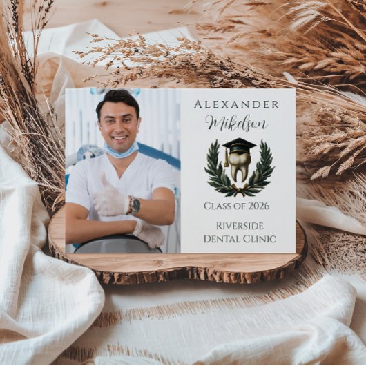 Faire-part Photo Gold Laurel Tooth Graduation Party