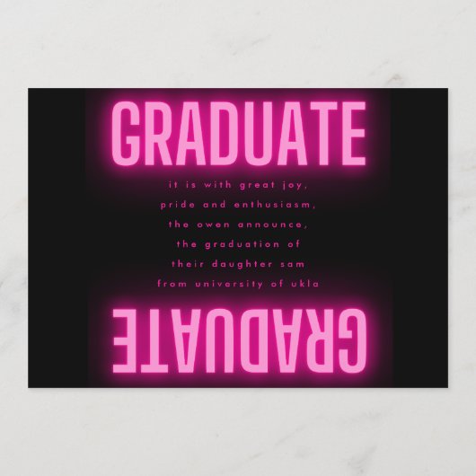Faire-part photo Grad : élégant rose néon (Dos)