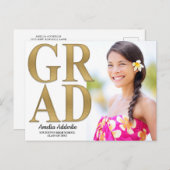 Faire-part photo Grad Invitation Gold Blanc (Devant / Derrière)