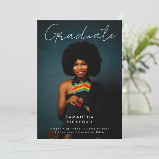 Faire-part Photo Graduate Editable High School (Debout devant)