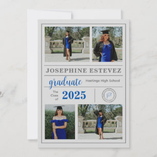 Faire-part photo gris classique Invitation