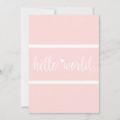 Faire-part Photo Hello World moderne Blush rose état de naiss (Dos)