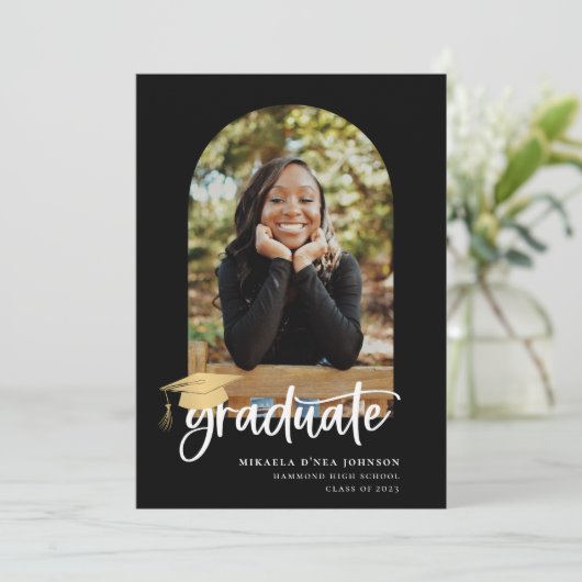 Faire-part photo Jouer Script Graduation (Debout devant)