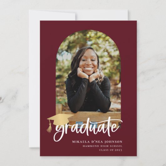 Faire-part Photo Joueuse de graduation de script (Devant)