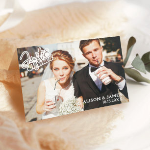 Faire-part Photo Just Married Modern Script Mariage de coeur