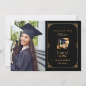 Faire-part Photo Law School Avocat Graduation Moderne Noir (Devant)