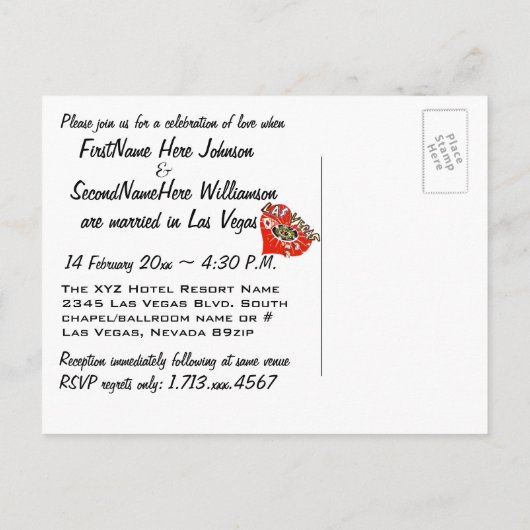 Faire-part photo Mariage de Las Vegas Valentine (Dos)
