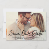 Faire-part Photo Mariage de script noir moderne (Devant)