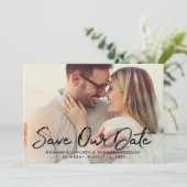 Faire-part Photo Mariage de script noir moderne (Debout devant)