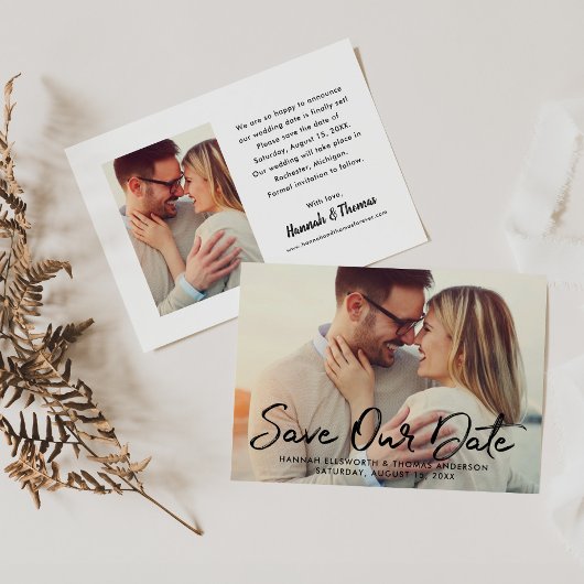 Faire-part Photo Mariage de script noir moderne