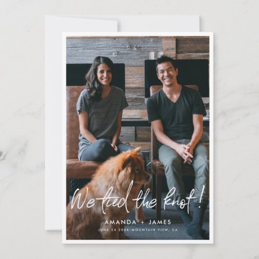 Faire-part Photo Mariage Elopement Card avec Script moderne (Devant)