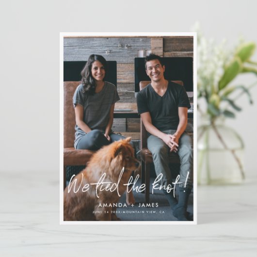 Faire-part Photo Mariage Elopement Card avec Script moderne (Debout devant)