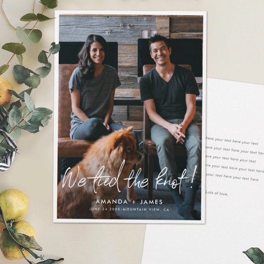 Faire-part Photo Mariage Elopement Card avec Script moderne