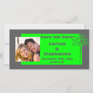 Faire-part photo Mariage Grey/Neon Green Tree