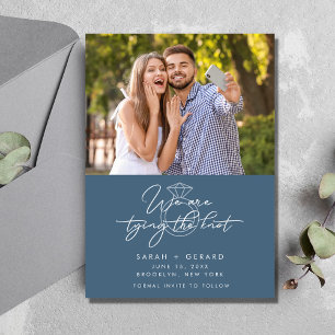 Faire-part Photo Mariage moderne Bleu Enregistrer la date