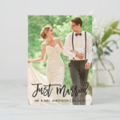 Faire-part Photo Mariage moderne Juste Marié Script de pincea (Debout devant)