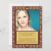 Faire-part photo Maroon et Gold Ivy (Dos)