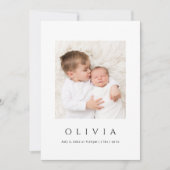 Faire-part photo minimal pour bébé (Devant)