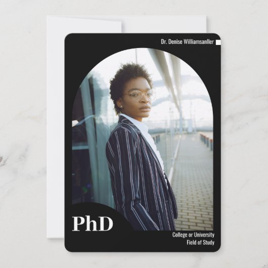 Faire-part Photo minimale Arc Noir Doctorat (Devant)