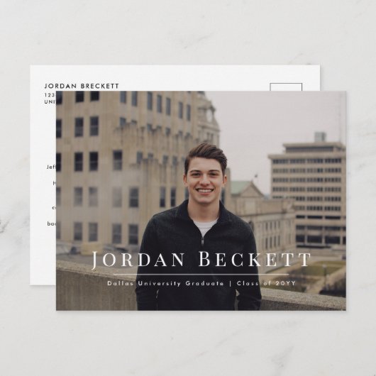 Faire-part photo minimaliste de graduation (Devant / Derrière)