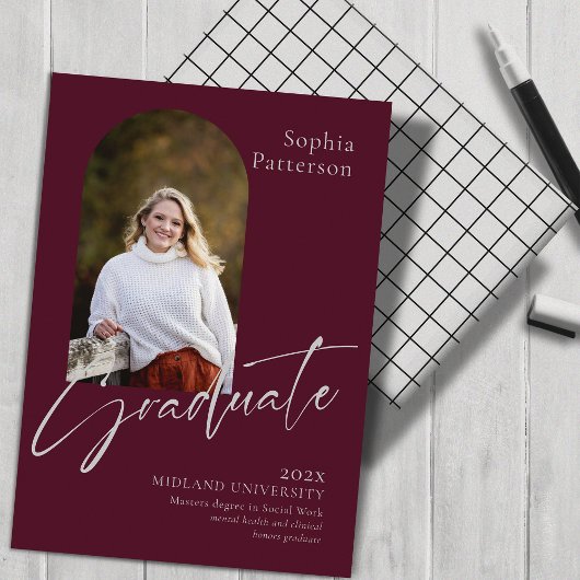 Faire-part Photo minimaliste Gris Bourgogne