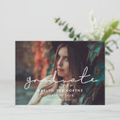 Faire-part photo minimaliste manuscrit Graduate (Debout devant)