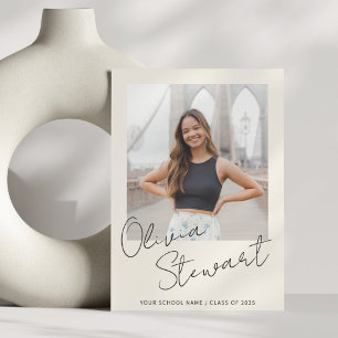 Faire-part Photo minimaliste moderne de graduation de script