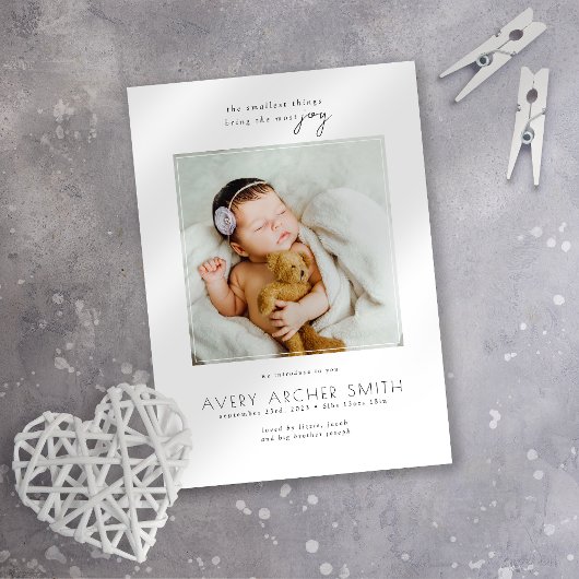 Faire-part Photo minimaliste moderne naissance bébé