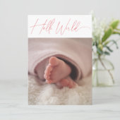 Faire-part Photo minimaliste rose moderne bébé naissance (Debout devant)