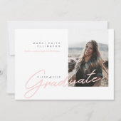 Faire-part Photo moderne bleu rose Gradué (Devant)