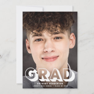 Faire-part Photo moderne Bold Typographie blanche Graduation