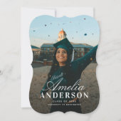 Faire-part photo moderne chic Script Graduate (Devant)