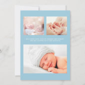Faire-part Photo moderne Coeur Flèche Bleu Bébé Garçon Naissa (Dos)