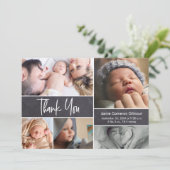 Faire-part Photo moderne Collage Baby shower Merci naissance (Debout devant)