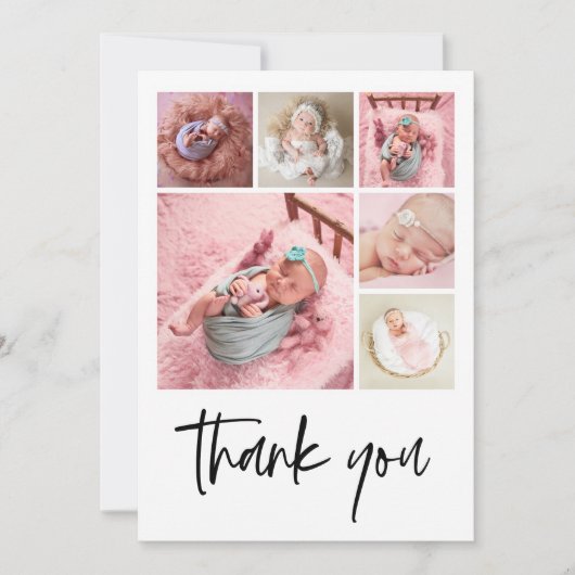 Faire-part Photo moderne Collage bébé Merci de naissance (Devant)