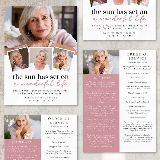 Faire-part Photo moderne Collage funéraire Ordre de service