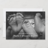 Faire-part Photo moderne Collage Twins Deux bébés Naissance (Dos)