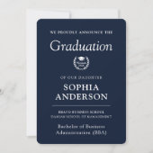 Faire-part photo moderne Elegant Navy Graduation (Devant)