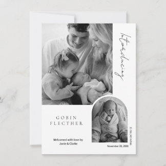 Faire-part Photo moderne en noir et blanc encadré Naissance 
