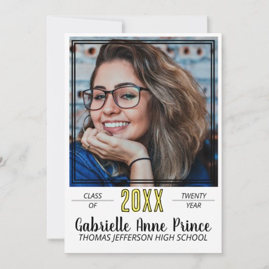 Faire-part Photo moderne encadrée d'obtention du diplôme (Devant)