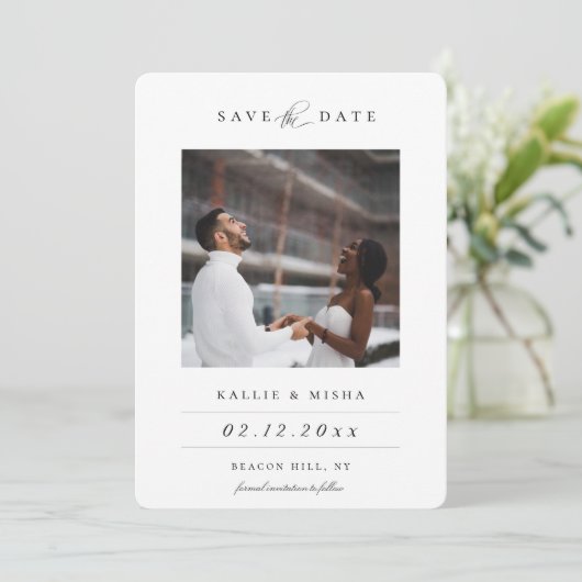 Faire-part Photo Moderne Enregistrer La Date (Debout devant)