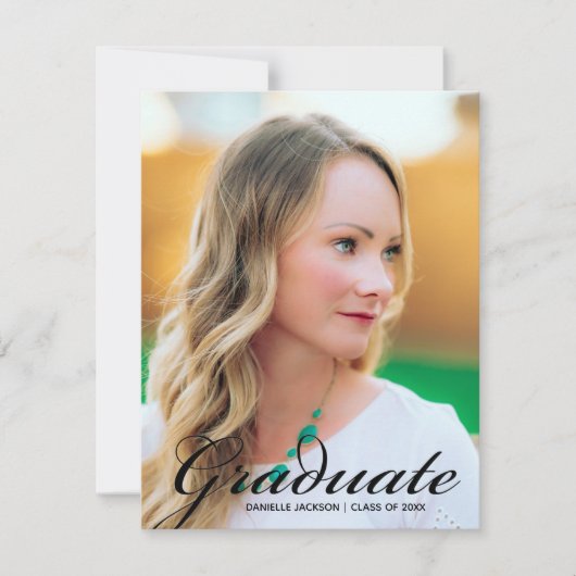 Faire-part Photo Moderne Gradué Simple Noir Script Overlay (Devant)