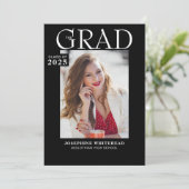 Faire-part photo moderne noir (Debout devant)