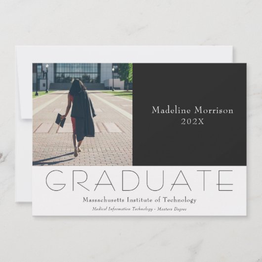 Faire-part Photo moderne noir blanc (Devant)